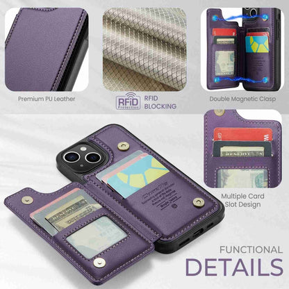 For iPhone 14 Plus CaseMe C22 Card Slots Holder RFID Anti-theft Phone Case(Purple) - iPhone 14 Plus Cases by CaseMe | Online Shopping UK | buy2fix