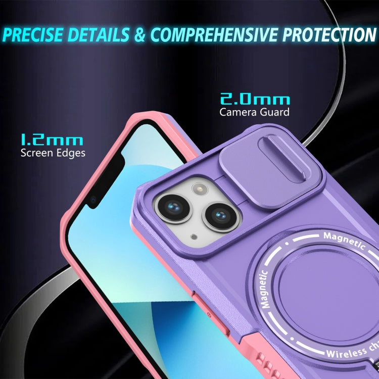 For iPhone 13 Sliding Camshield Magsafe Holder TPU Hybrid PC Phone Case(Pink Purple) - iPhone 13 Cases by buy2fix | Online Shopping UK | buy2fix