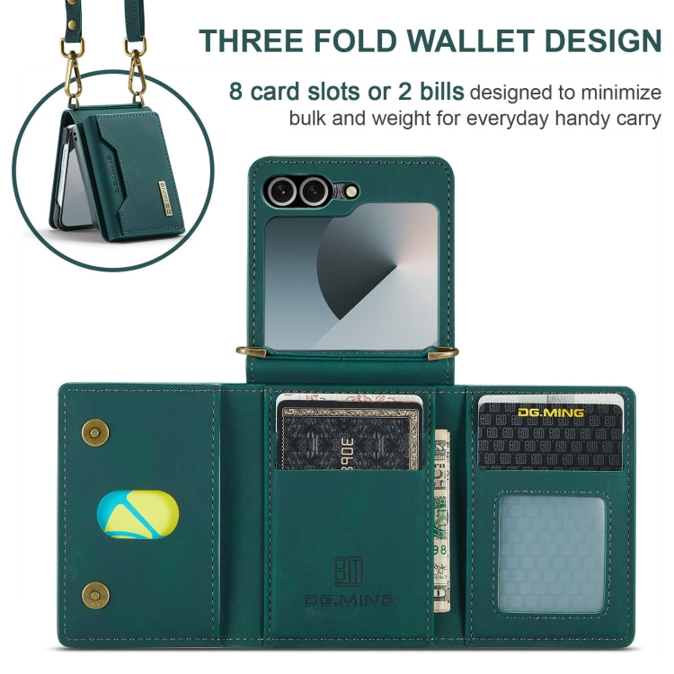 For Samsung Galaxy Z Flip6 DG.MING M2 Series Card Bag Magnetic Leather Phone Case(Green) - Galaxy Z Flip6 5G Cases by DG.MING | Online Shopping UK | buy2fix