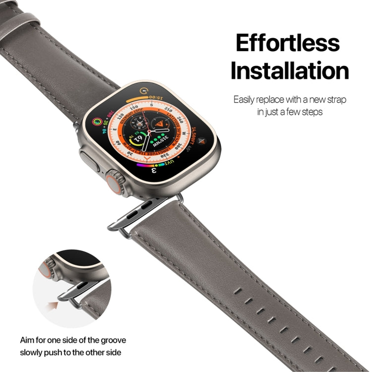 For Apple Watch SE 2022 44mm DUX DUCIS YS Series Genuine Leather Watch Band(Grey) - Watch Bands by DUX DUCIS | Online Shopping UK | buy2fix