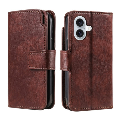 For iPhone 16 Plus Tri-Fold 9-Card Wallets Leather Phone Case(Brown) - iPhone 16 Plus Cases by buy2fix | Online Shopping UK | buy2fix