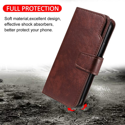 For iPhone 16 Plus Tri-Fold 9-Card Wallets Leather Phone Case(Brown) - iPhone 16 Plus Cases by buy2fix | Online Shopping UK | buy2fix