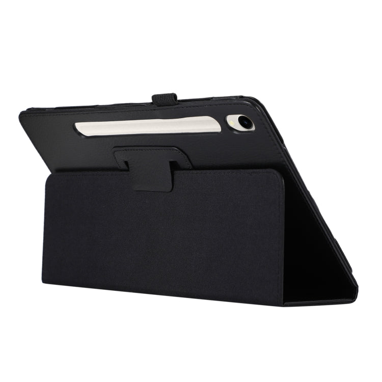 For Samsung Galaxy Tab S9+ Litchi Texture Leather Tablet Case with Holder(Black) - Other Galaxy Tab PC by buy2fix | Online Shopping UK | buy2fix