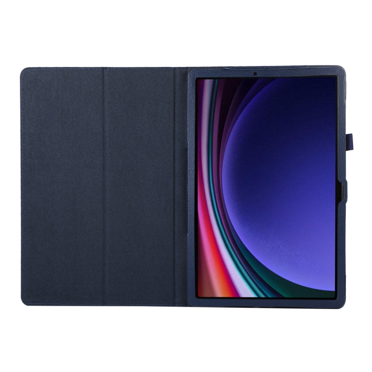 For Samsung Galaxy Tab S9+ Litchi Texture Leather Tablet Case with Holder(Dark Blue) - Other Galaxy Tab PC by buy2fix | Online Shopping UK | buy2fix