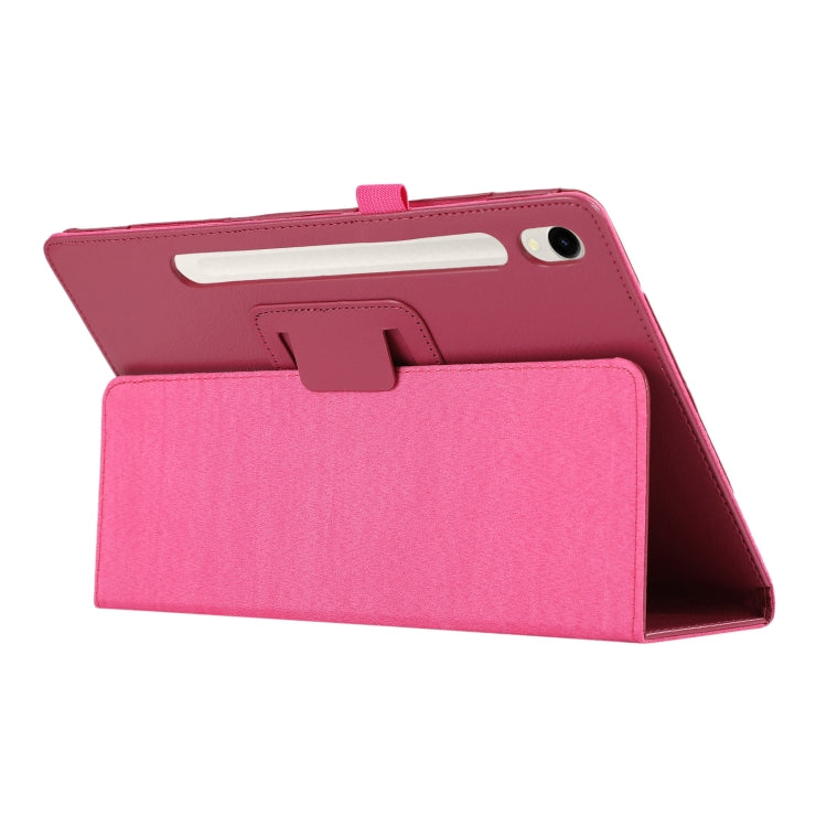 For Samsung Galaxy Tab S9 Ultra Litchi Texture Leather Tablet Case with Holder(Rose Red) - Other Galaxy Tab PC by buy2fix | Online Shopping UK | buy2fix