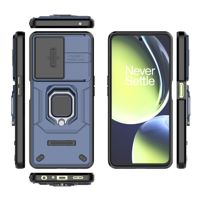For OnePlus Nord CE 3 Lite 5G Sliding Camshield TPU + PC Shockproof Phone Case with Holder(Blue) - OnePlus Cases by buy2fix | Online Shopping UK | buy2fix