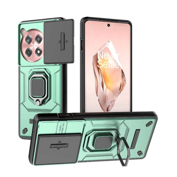 For OnePlus ACE 3 5G Sliding Camshield TPU + PC Shockproof Phone Case with Holder(Green) - OnePlus Cases by buy2fix | Online Shopping UK | buy2fix