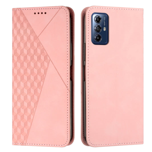 For Motorola Moto G Play 2024 Diamond Splicing Skin Feel Magnetic Leather Phone Case(Rose Gold) - Motorola Cases by buy2fix | Online Shopping UK | buy2fix