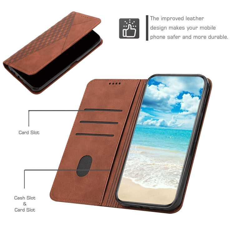 For Motorola Moto G Power 5G 2024 Diamond Splicing Skin Feel Magnetic Leather Phone Case(Brown) - Motorola Cases by buy2fix | Online Shopping UK | buy2fix