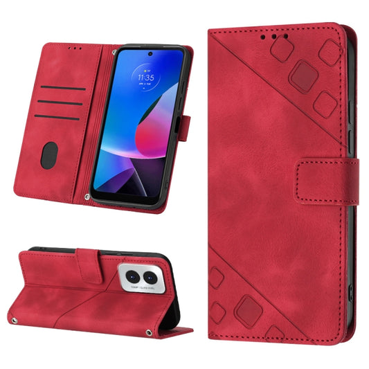 For Motorola Moto G Play 4G 2024 Skin Feel Embossed Leather Phone Case(Red) - Motorola Cases by buy2fix | Online Shopping UK | buy2fix