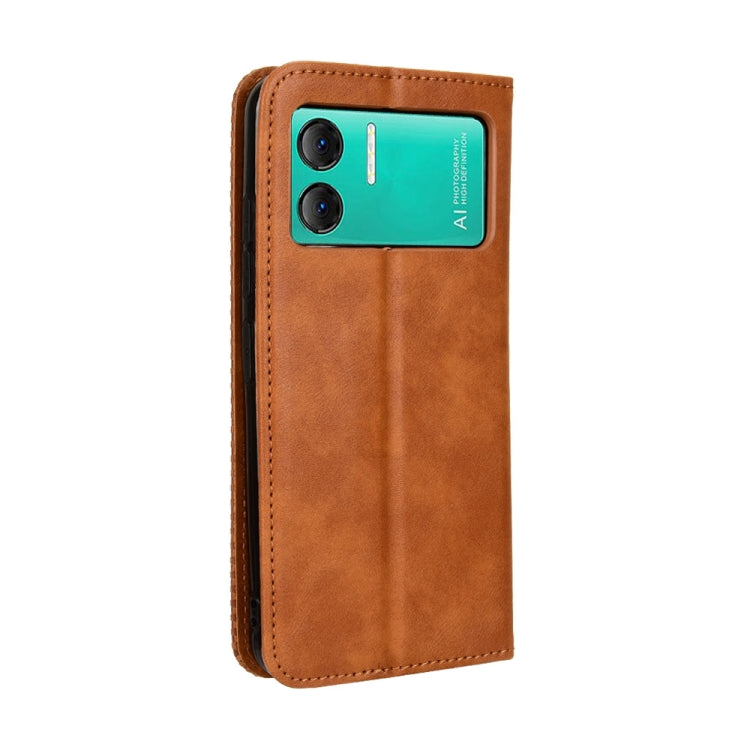 For Doogee X98 Magnetic Buckle Retro Texture Leather Phone Case(Brown) - More Brand by buy2fix | Online Shopping UK | buy2fix