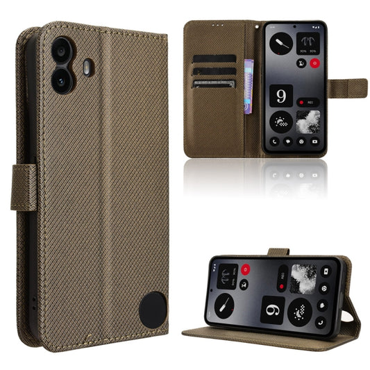 For Nothing CMF Phone 1 Diamond Texture Leather Phone Case(Brown) - More Brand by buy2fix | Online Shopping UK | buy2fix