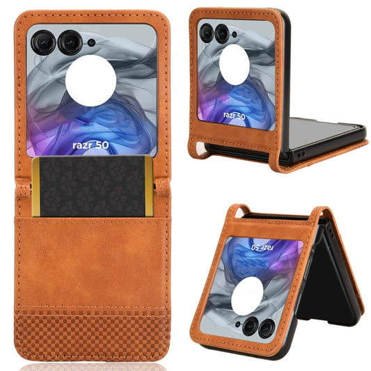 For Motorola Razr 50 Retro Texture Leather Phone Case(Brown) - Motorola Cases by buy2fix | Online Shopping UK | buy2fix