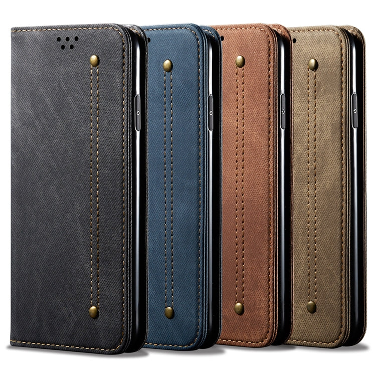 For Xiaomi Redmi Turbo 3 Denim Texture Casual Style Horizontal Flip Leather Case(Khaki) - Xiaomi Cases by buy2fix | Online Shopping UK | buy2fix