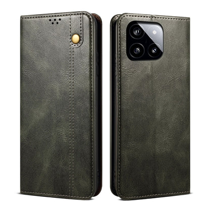 For Xiaomi Redmi K70E Oil Wax Crazy Horse Texture Leather Phone Case(Green) - K70E Cases by buy2fix | Online Shopping UK | buy2fix