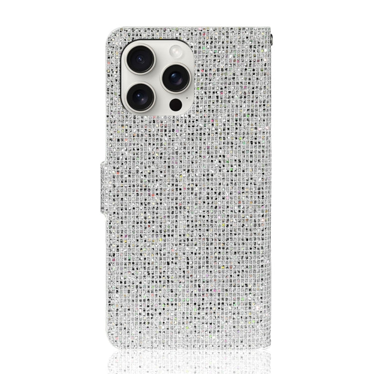 For iPhone 16 Pro Max Glitter Powder Filp Leather Phone Case(Silver) - iPhone 16 Pro Max Cases by buy2fix | Online Shopping UK | buy2fix