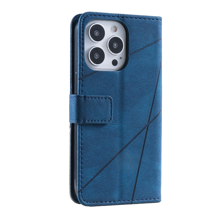 For iPhone 16 Pro Max Skin Feel Splicing Leather Phone Case(Blue) - iPhone 16 Pro Max Cases by buy2fix | Online Shopping UK | buy2fix