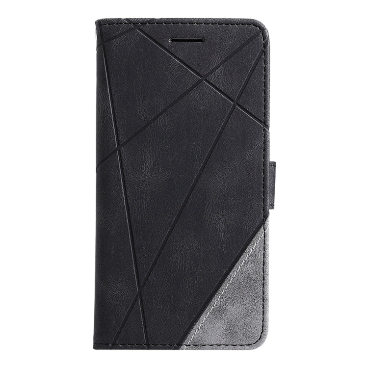 For iPhone 16 Skin Feel Splicing Leather Phone Case(Black) - iPhone 16 Cases by buy2fix | Online Shopping UK | buy2fix