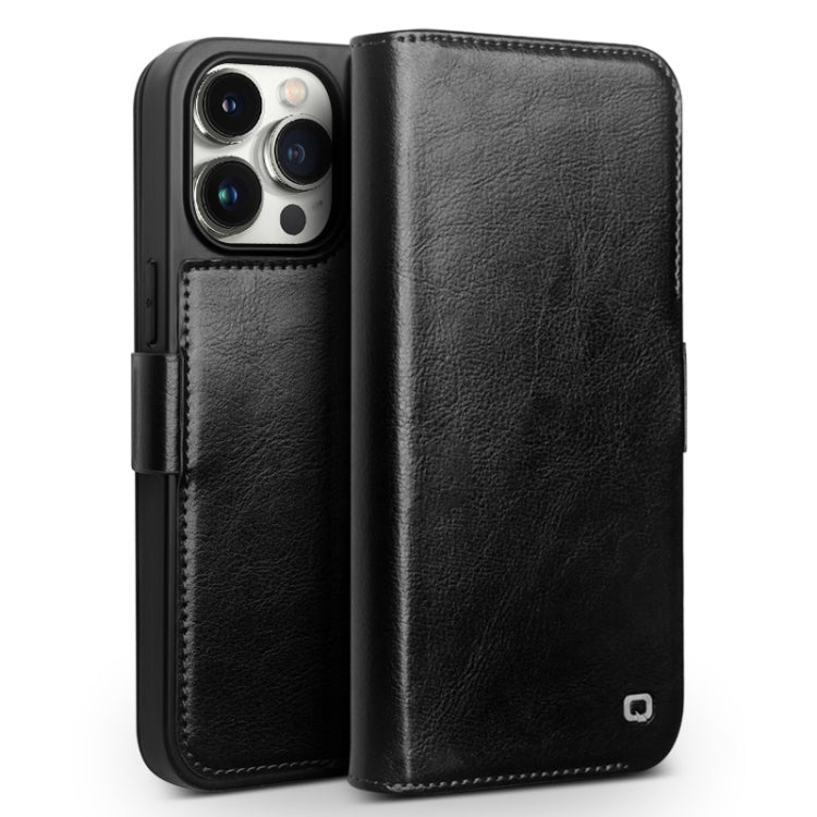 For iPhone 15 Pro Max QIALINO Classic 103 Buckle Genuine Leather Phone Case(Black) - iPhone 15 Pro Max Cases by QIALINO | Online Shopping UK | buy2fix