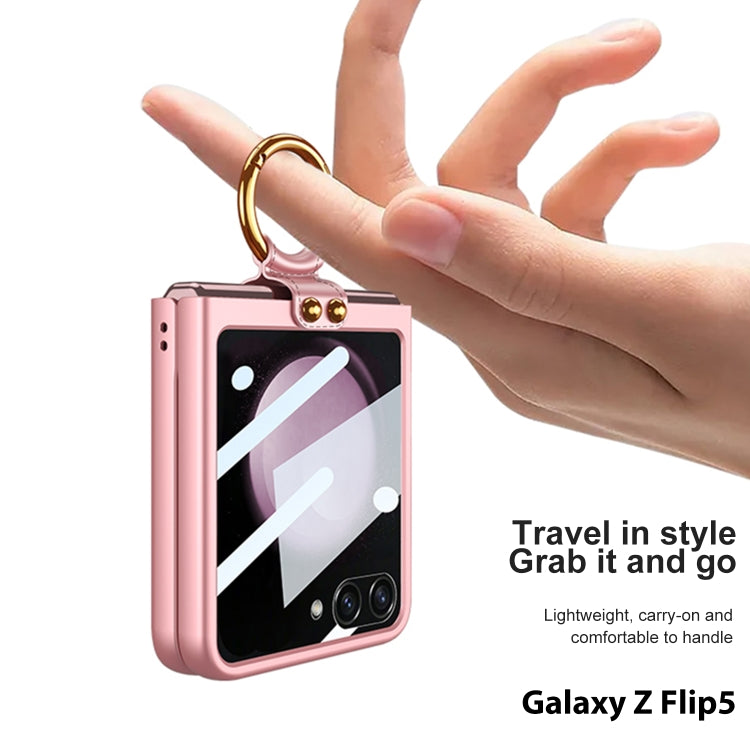 For Samsung Galaxy Z Flip5 GKK Integrated Ultra-thin PC Ring Holder Phone Case(Pink) - Galaxy Z Flip5 Cases by GKK | Online Shopping UK | buy2fix