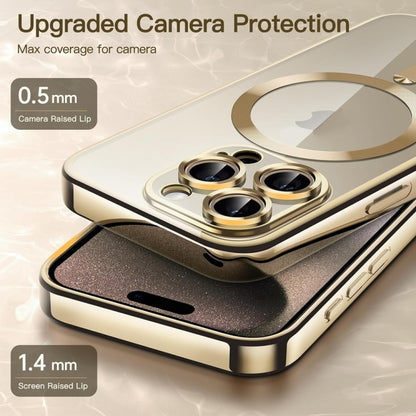 For iPhone 16 Pro Max Transparent Electroplated Magsafe Magnetic TPU Phone Case(Gold) - iPhone 16 Pro Max Cases by buy2fix | Online Shopping UK | buy2fix