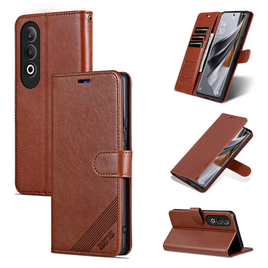 For OnePlus Nord CE4 AZNS Sheepskin Texture Flip Leather Phone Case(Brown) - OnePlus Cases by AZNS | Online Shopping UK | buy2fix