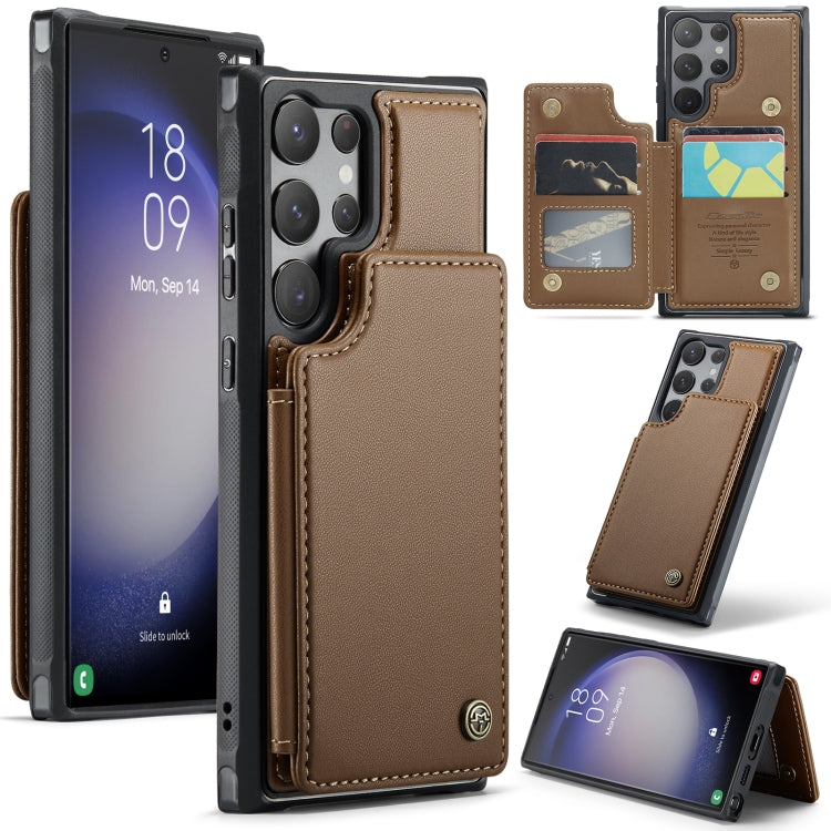 For Samsung Galaxy S23 Ultra 5G CaseMe C22 Card Slots Holder RFID Anti-theft Phone Case(Brown) - Galaxy S23 Ultra 5G Cases by CaseMe | Online Shopping UK | buy2fix