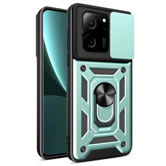 For Xiaomi 13T/13T Pro/Redmi K60 Ultra Sliding Camera Cover Design TPU Hybrid PC Phone Case(Mint Green) - Redmi K60 Ultra Cases by buy2fix | Online Shopping UK | buy2fix