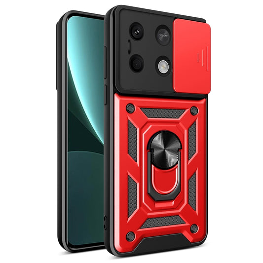 For Xiaomi Redmi Note 13 5G Sliding Camera Cover Design TPU Hybrid PC Phone Case(Red) - Note 13 Cases by buy2fix | Online Shopping UK | buy2fix