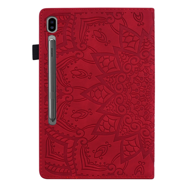 For Samsung Galaxy Tab S9 FE Calf Texture Embossed Leather Tablet Case(Red) - Galaxy Tab S9 FE by buy2fix | Online Shopping UK | buy2fix