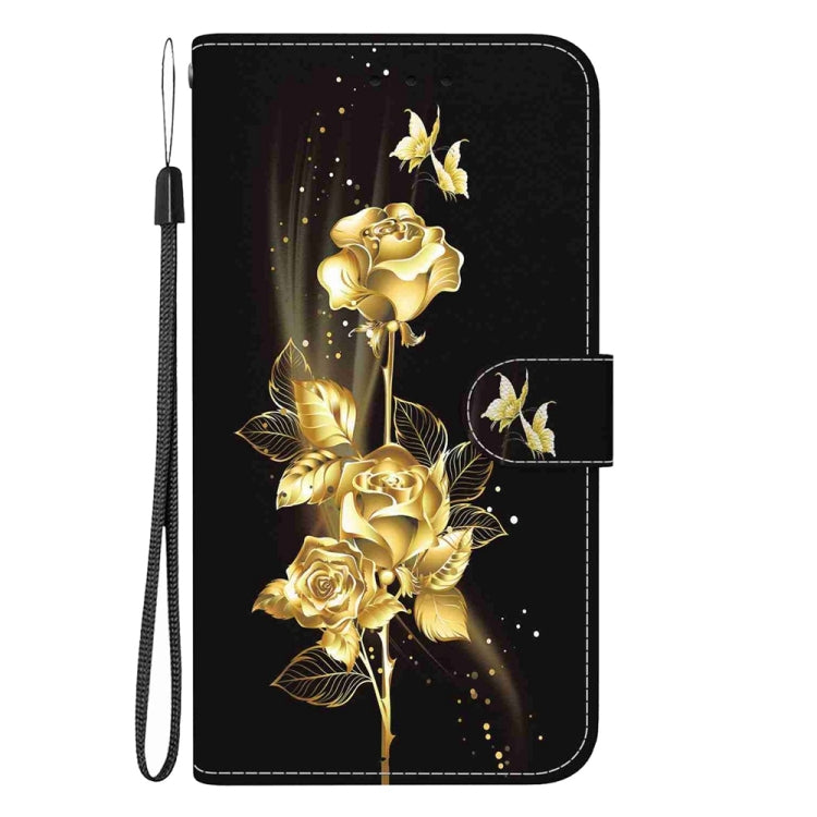 For OnePlus 13 Crystal Texture Colored Drawing Leather Phone Case(Gold Butterfly Rose) - OnePlus Cases by buy2fix | Online Shopping UK | buy2fix