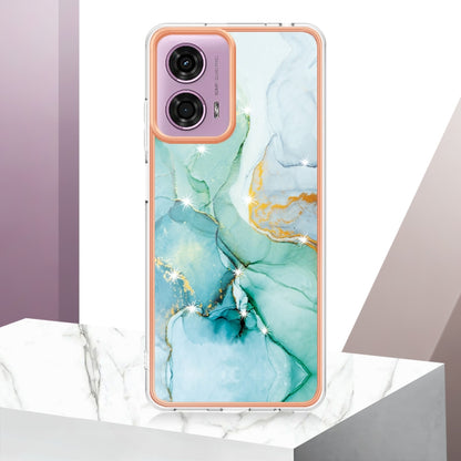 For Motorola Moto G24 4G / G04 4G Electroplating Marble Dual-side IMD Phone Case(Green 003) - Motorola Cases by buy2fix | Online Shopping UK | buy2fix