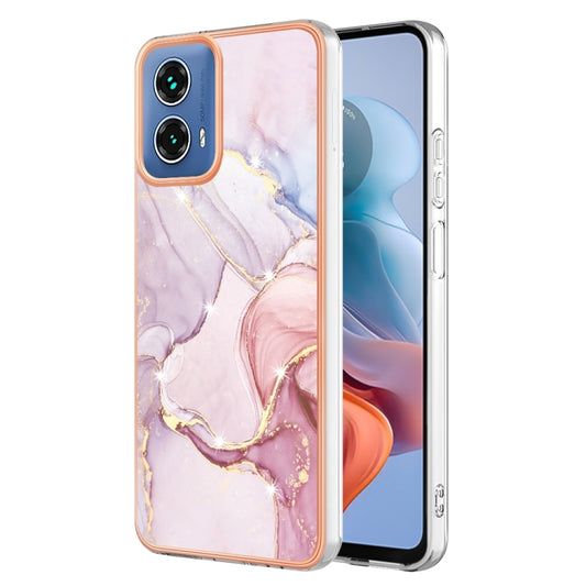 For Motorola Moto G34 Electroplating Marble Dual-side IMD Phone Case(Rose Gold 005) - Motorola Cases by buy2fix | Online Shopping UK | buy2fix