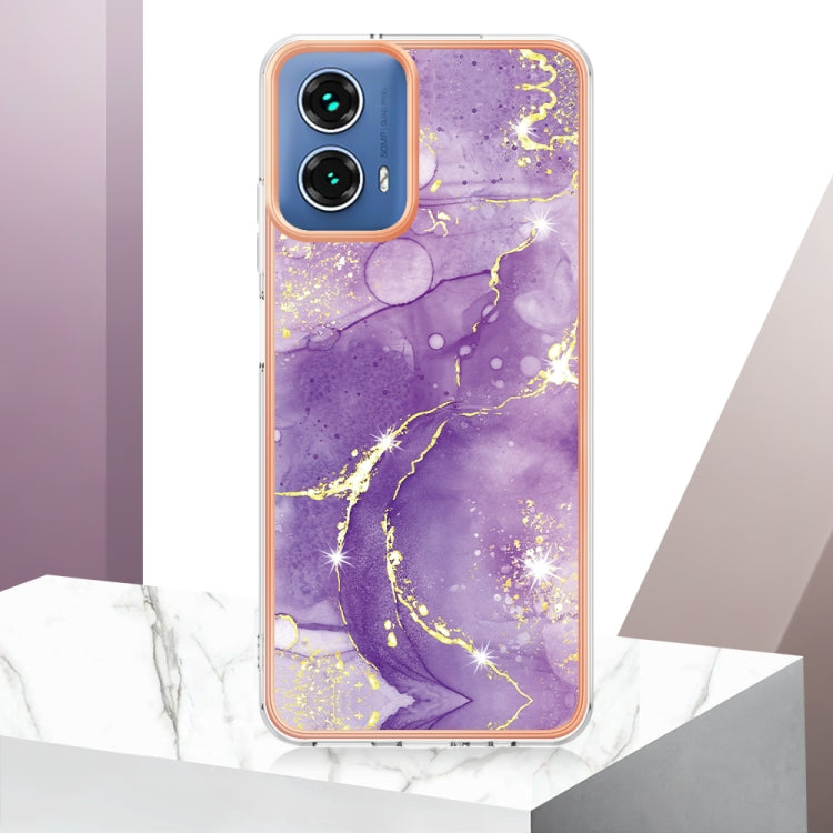 For Motorola Moto G34 Electroplating Marble Dual-side IMD Phone Case(Purple 002) - Motorola Cases by buy2fix | Online Shopping UK | buy2fix