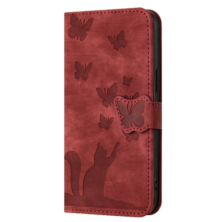 For Xiaomi 14 Butterfly Cat Embossing Flip Leather Phone Case(Red) - 14 Cases by buy2fix | Online Shopping UK | buy2fix