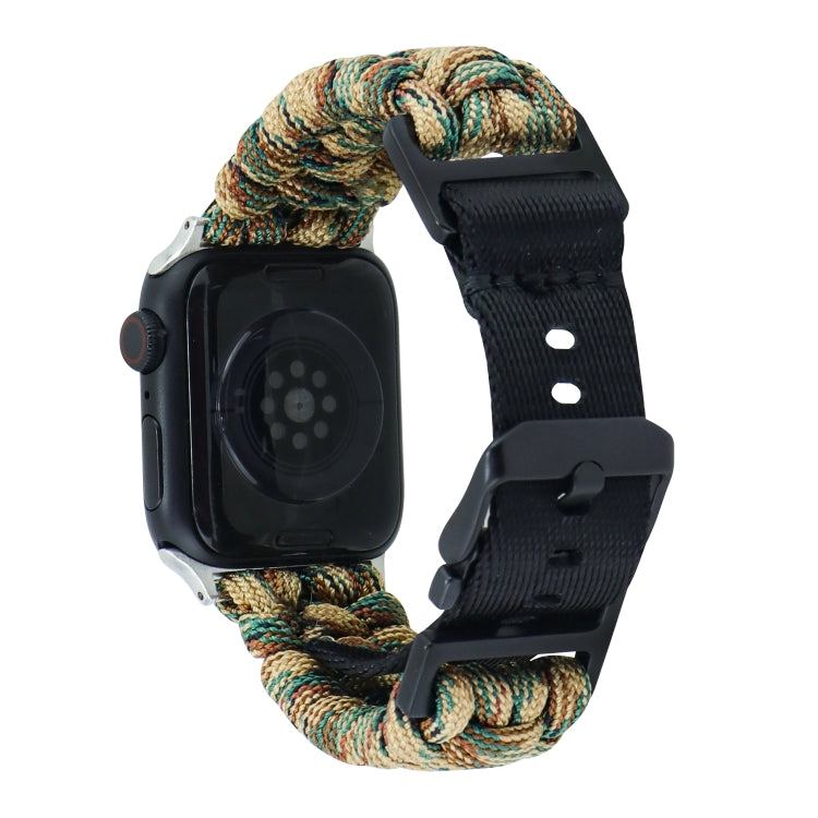 For Apple Watch Ultra 49mm Paracord Plain Braided Webbing Buckle Watch Band(Army Green Camouflage) - Watch Bands by buy2fix | Online Shopping UK | buy2fix