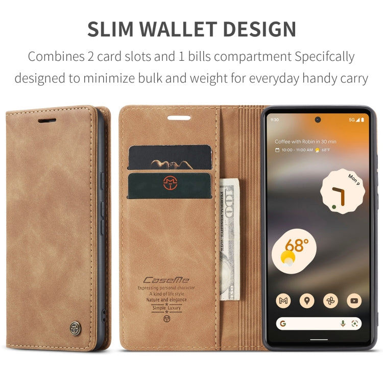 For Google Pixel 6A CaseMe 013 Multifunctional Horizontal Flip Leather Phone Case(Brown) - Google Cases by CaseMe | Online Shopping UK | buy2fix