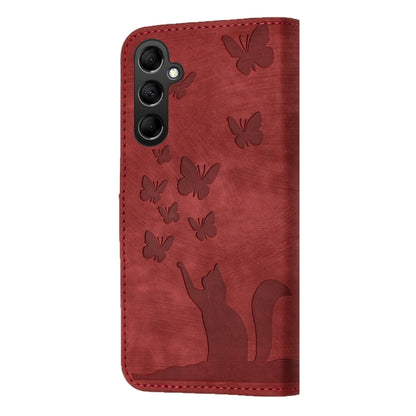 For Samsung Galaxy S24 5G Butterfly Cat Embossing Flip Leather Phone Case(Red) - Galaxy S24 5G Cases by buy2fix | Online Shopping UK | buy2fix