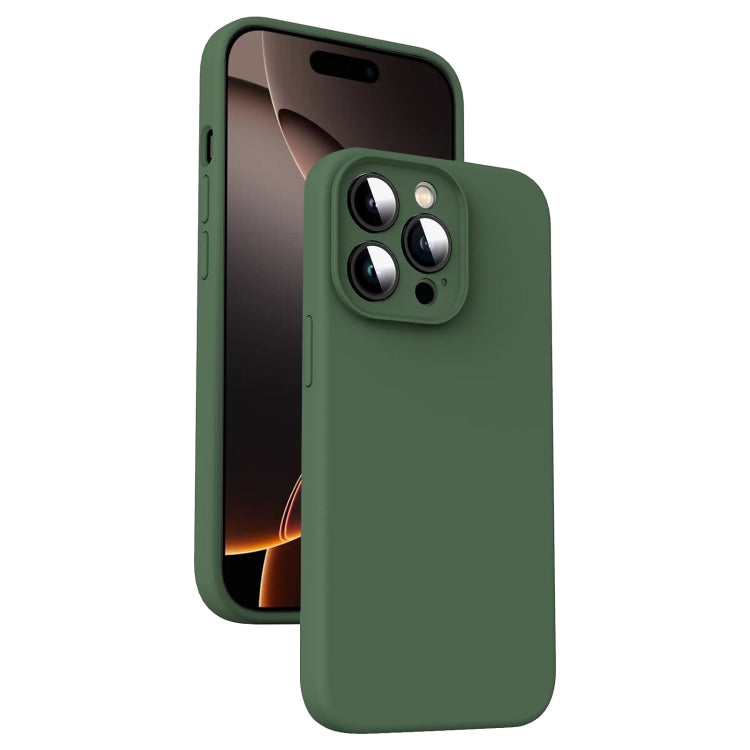 For iPhone 16 Pro Max Microfiber Liquid Silicone Shockproof Phone Case(Dark Green) - iPhone 16 Pro Max Cases by buy2fix | Online Shopping UK | buy2fix