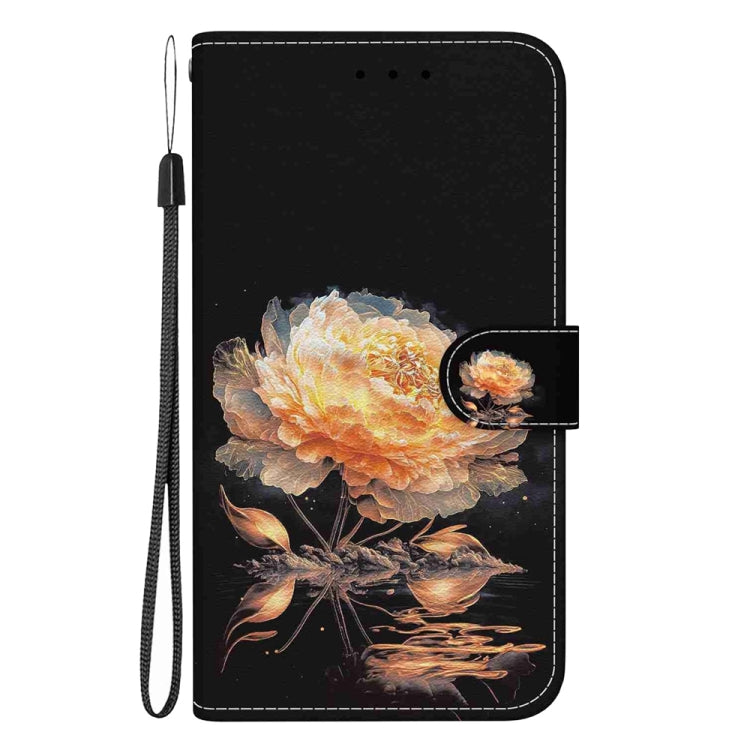 For Xiaomi Redmi Note 13 Pro+ 5G Crystal Texture Colored Drawing Leather Phone Case(Gold Peony) - Note 13 Pro+ Cases by buy2fix | Online Shopping UK | buy2fix