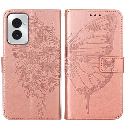 For Motorola Moto G Power 5G 2024 Embossed Butterfly Leather Phone Case(Rose Gold) - Motorola Cases by buy2fix | Online Shopping UK | buy2fix