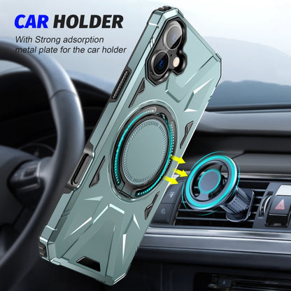 For iPhone 16 MagSafe Magnetic Shockproof Phone Case with Ring Holder(Green) - iPhone 16 Cases by buy2fix | Online Shopping UK | buy2fix