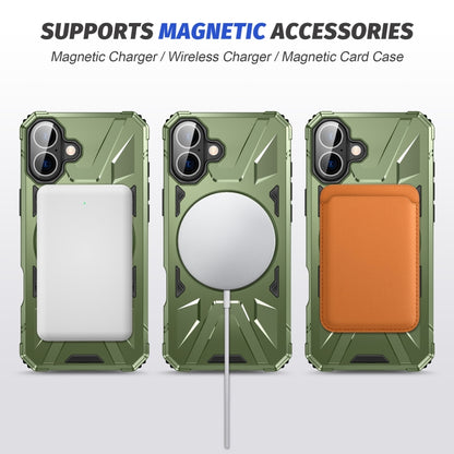 For iPhone 16 MagSafe Magnetic Shockproof Phone Case with Ring Holder(Dark Green) - iPhone 16 Cases by buy2fix | Online Shopping UK | buy2fix