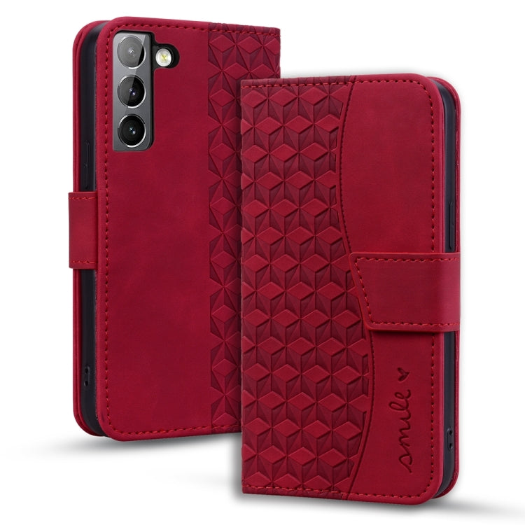 For Samsung Galaxy S22+ 5G Diamond Buckle Leather Phone Case with Lanyard(Wine Red) - Galaxy S22+ 5G Cases by buy2fix | Online Shopping UK | buy2fix