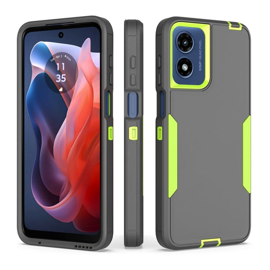 For Motorola Moto G Play 4G 2024 2 in 1 Magnetic PC + TPU Phone Case(Gray+Fluorescent Green) - Motorola Cases by buy2fix | Online Shopping UK | buy2fix