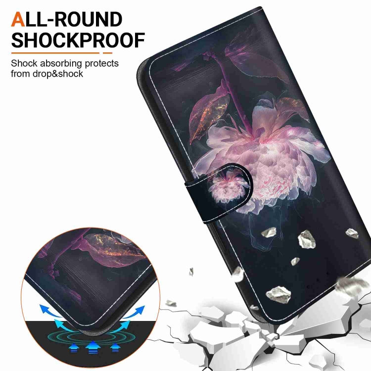 For Samsung Galaxy S22 5G Crystal Texture Colored Drawing Leather Phone Case(Purple Peony) - Galaxy S22 5G Cases by buy2fix | Online Shopping UK | buy2fix