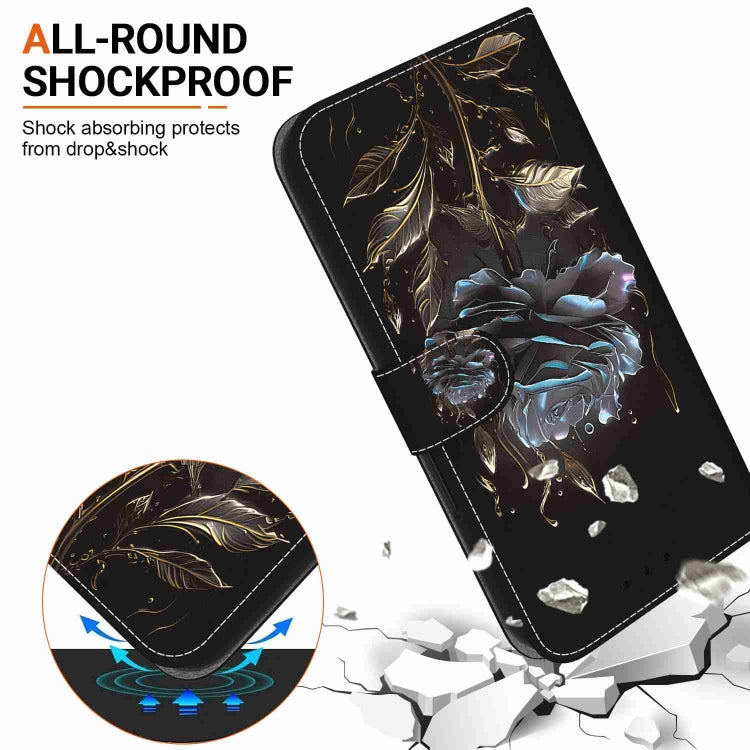 For Samsung Galaxy S20 FE 5G Crystal Texture Colored Drawing Leather Phone Case(Black Rose) - Galaxy S20 FE Cases by buy2fix | Online Shopping UK | buy2fix