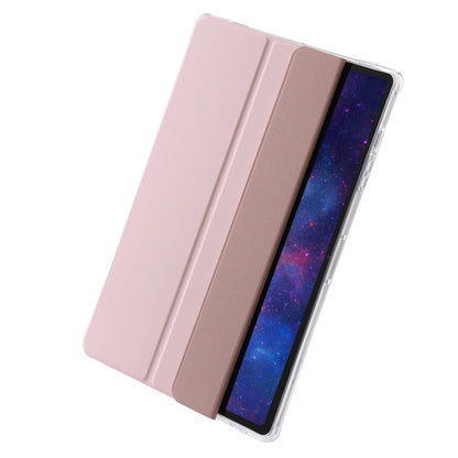 For Samsung Galaxy Tab S9 3-Fold Clear Acrylic Leather Tablet Case(Pink) - Galaxy Tab S9 Cases by buy2fix | Online Shopping UK | buy2fix