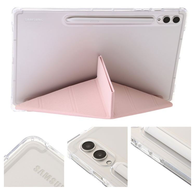 For Samsung Galaxy Tab S9 Clear Acrylic Deformation Leather Tablet Case(Pink) - Galaxy Tab S9 Cases by buy2fix | Online Shopping UK | buy2fix