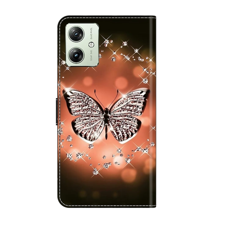 For Motorola Moto G54 Crystal 3D Shockproof Protective Leather Phone Case(Crystal Butterfly) - Motorola Cases by buy2fix | Online Shopping UK | buy2fix